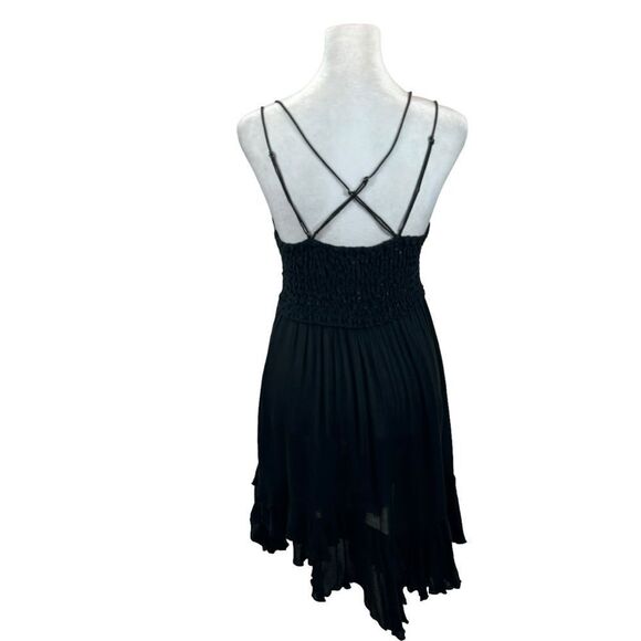 Free People Adella Slip Dress Black Asymmetrical Hem Size Small - Picture 7 of 12